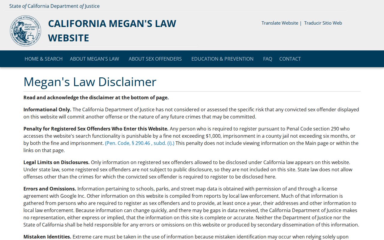 Agoura Hills people directories California Megan's Law registry