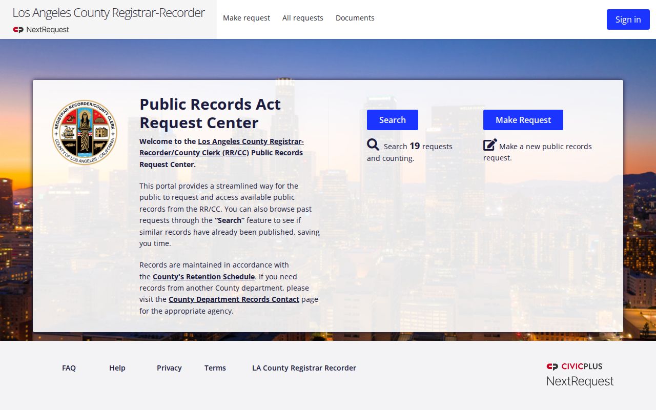 Agoura Hills public records RRCC CPRA request portal